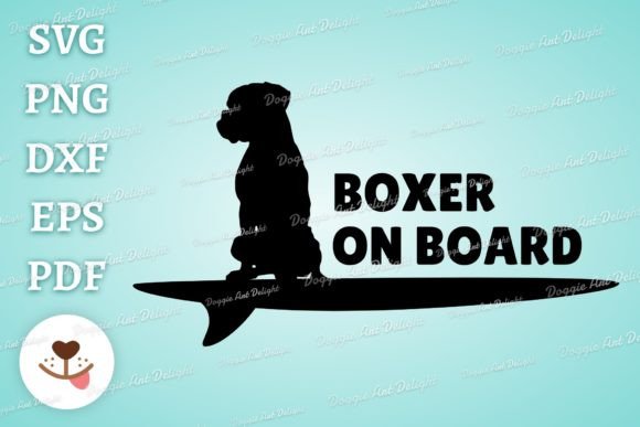 BOXER ON BOARD Funny Car Decal SVG PNG for Crafts and Graphics