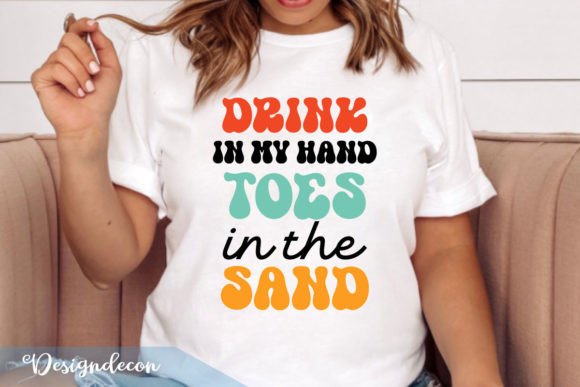 Drink Toes Sand Funny Summer Retro Graphics for Crafts