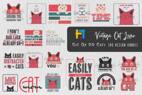 Funny Cat Quotes SVG Design Bundle for Crafts and Graphics