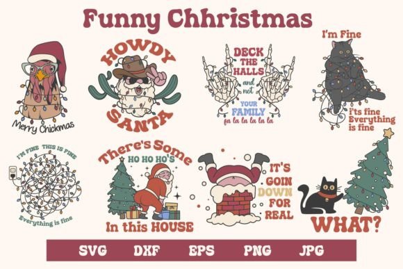 Funny Christmas Bundle SVG and Sublim for Crafts and Graphics