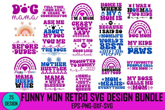 Funny Mon Retro Svg Design Bundle for Crafts and Graphics