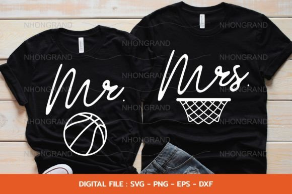 Mr. and Mrs. Funny Couple Basketball Svg for Crafts and Graphics