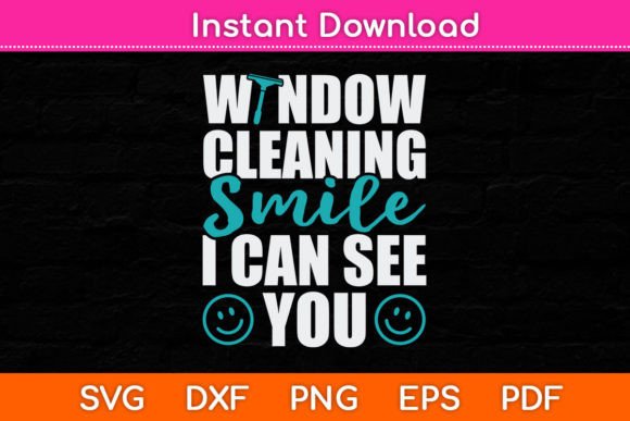Window Cleaning Smile Graphic for Crafts and Web Design